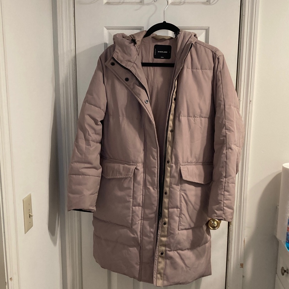 Everlane ReNew Long Puffer Coat Beige S